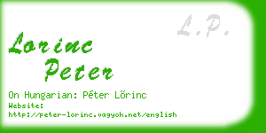 lorinc peter business card